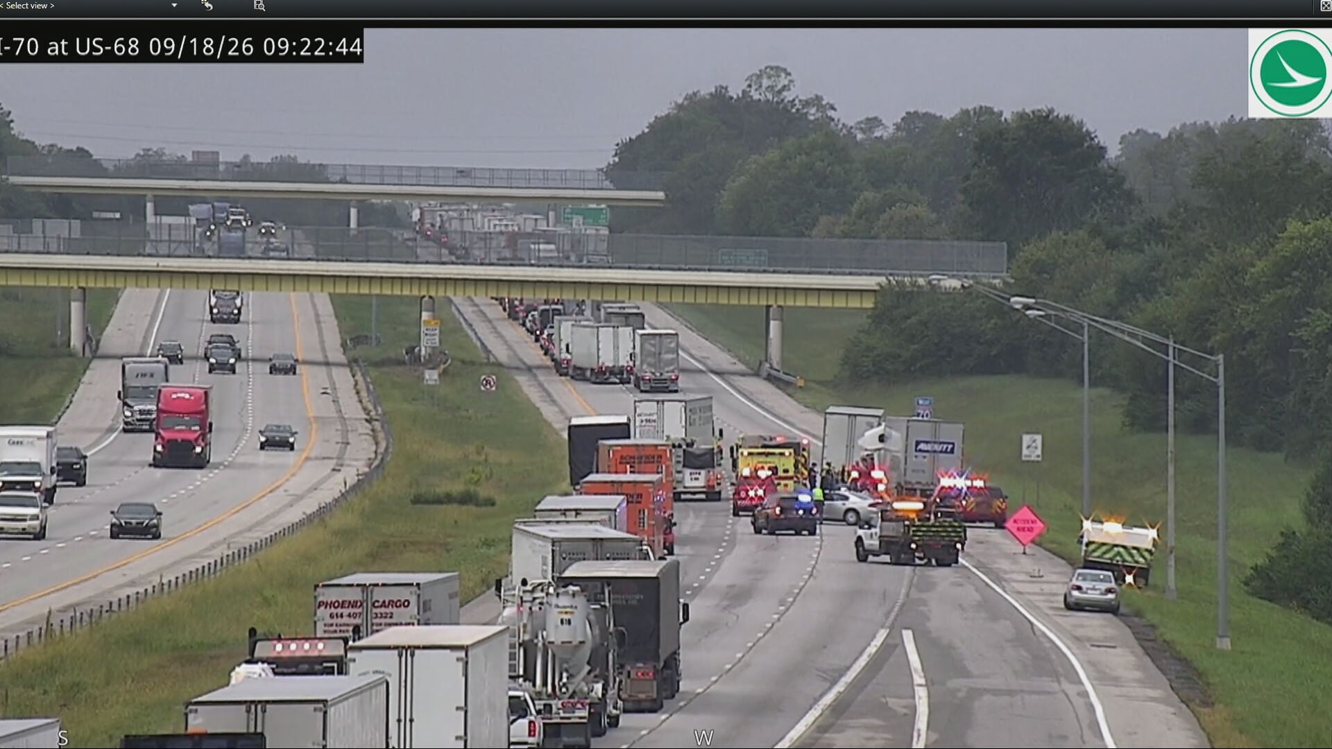 Multiple Semi-Truck Crash Closes Lanes on I-70 West in Clark County